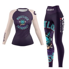 Women’s MMA BJJ Training Shorts Sets Rashguard Gym Jiu-Jitsu Wristlock No Gi