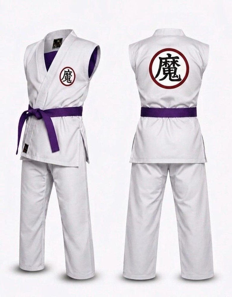 Dragon Ball Z Demon Kanji Martial Arts Uniform | Sleeveless Karate Gi With Belt.