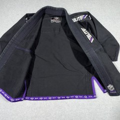 Elite Sports BJJ Gi Top Black Purple Trim Youth C2 Jiu Jitsu