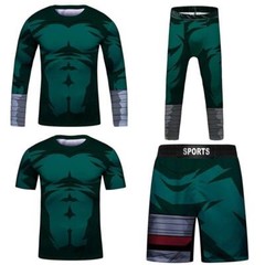 Kids Brazilian Jiu-Jitsu BJJ MMA Rashguard Shorts Set Anime Fighter DBZ