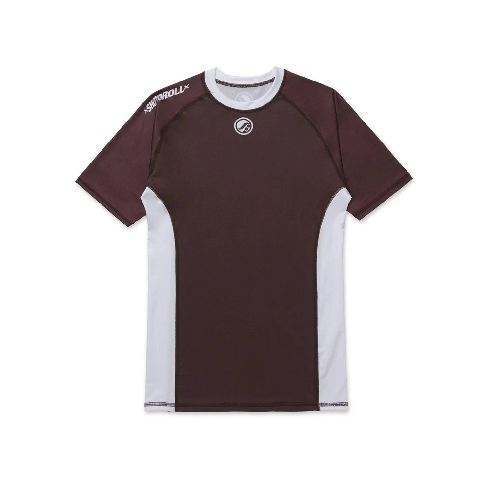 Shoyoroll Ranked Brown Short Sleeve BJJ Rash Guard Brazilian Jiu Jitsu No-Gi