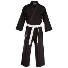 JP Karate Gi Uniform 8oz Martial Arts Adult Lightweight Kids Belt Outfit Black