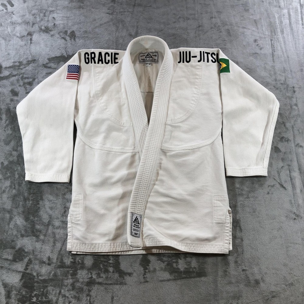 Gracie Jiu-Jitsu BJJ Gi Jacket Womens F2 White Authentic 100% Cotton Kimono Top