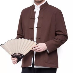Mens Traditional Chinese Tang Suit Coat Tops Kung Fu Wingchun Uniform Sportswear
