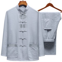 Chinese Tang Suit Men Kung Fu Shirt and Pants Tai Chi Set Linen Uniform New