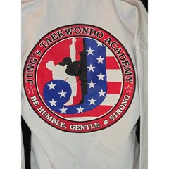 Kids Taekwondo Uniform Top Martial Arts Gi Jung’s Academy Size 000/120