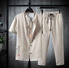 Men’s Tang suit Traditional Chinese Shirt +Pants Tang Suit Coat Kung Fu Tai Chi