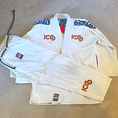 ICS Scramble BJJ Gi Jacket & Pants Set White Adult A4