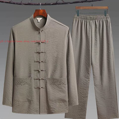 Kung Fu Uniform Men Chinese Traditional Tang Hanfu Martial Arts Tai Chi Suit Set