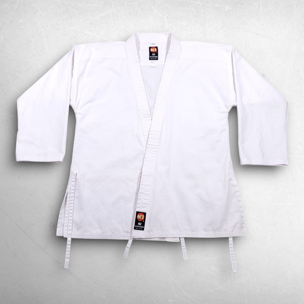 KI International Karate GI Jacket Top Unisex 4 White Heavyweight Cotton KR-98