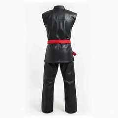 Black Leather Sleeveless Karate Gi – Heavy Duty with Free Belt