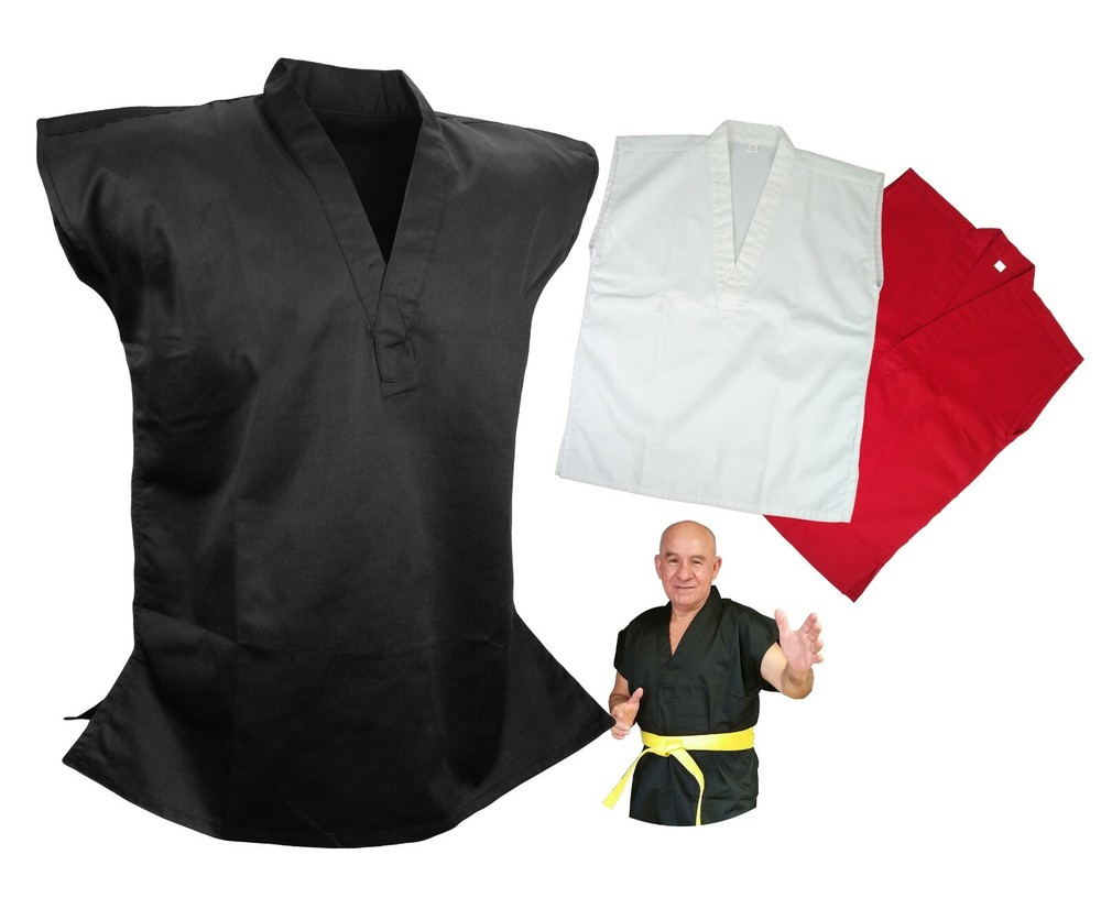 Martial Arts Uniform Sleeveless Gi Top for Karate, Taekwondo, Black/White/Red