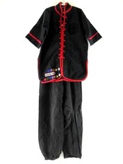 Vintage Youth Kung Fu Costume Set Black Red Trim Size Small Pre-Owned