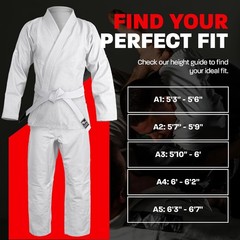 HAWK Fitness BJJ Gi size A2 White Brazilian Jiu Jitsu MMA Training Uniform Unise