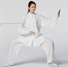 Men Women Linen Tai Chi Uniforms Kung Fu Suit Martial Arts Wing Chun Clothes Set