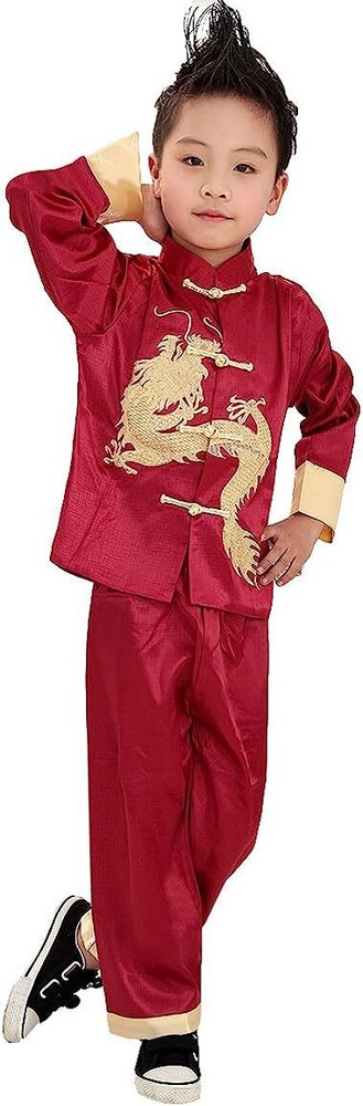 Costume Traditional Chinese Boy Dragon Kung Fu Outfit Tang Costume
