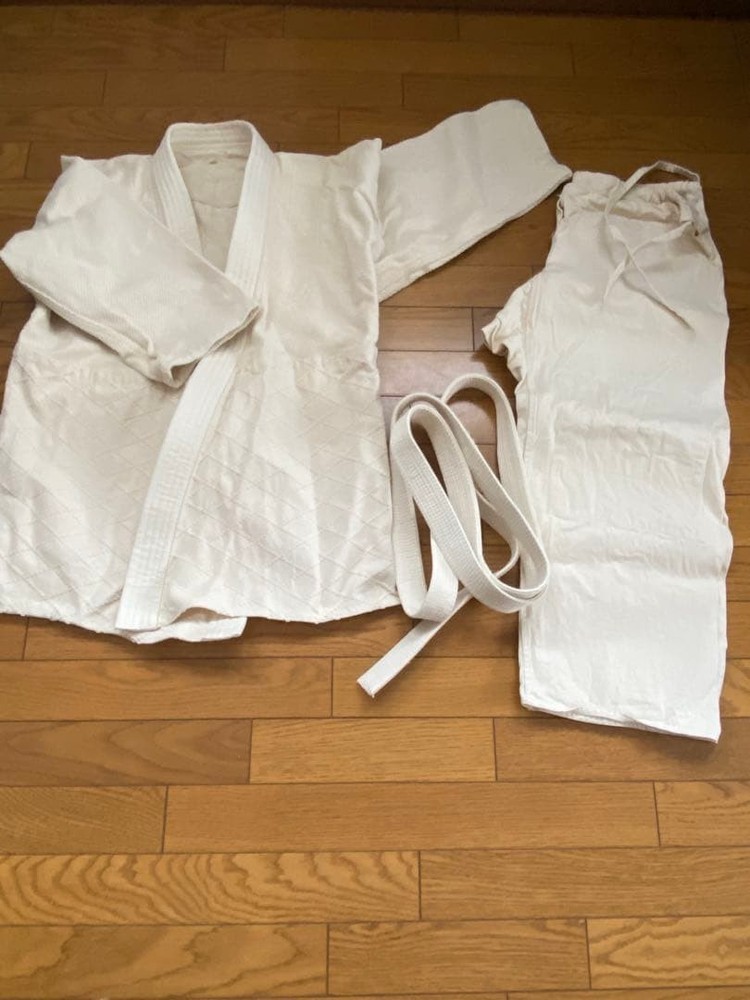 Judo Uniform Set (top And Bottom) In White, With Belt.