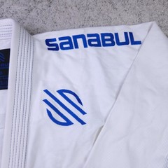 Sanabul Gi Size A0 Top Logo White Blue BJJ Fight Training Jiu Jitsu Martial Arts