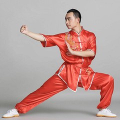 Silk Kung Fu Tai Chi Uniform Martial Arts Suit Outfit Dragon Embroidery 4 Colors