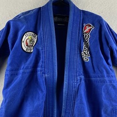 Hayabusa BJJ Gi Youth Blue Jiu Jitsu Yuushi Thick Heavy Duty Thread Jacket