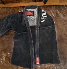 Venum Challenger BJJ Gi Jacket Black with Internal Pattern 100% Cotton Jujitsu L