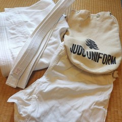 Judo Uniform With Black Belt Mark, J-270, Made Of Cotton, With White Belt And