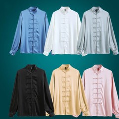Summer Acetate Ice Silk Taiji Suit Tai Chi Uniform Six Colors Long Sleeved Wushu