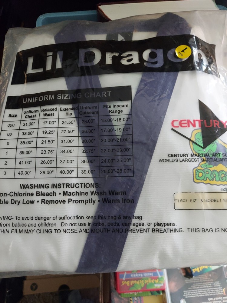 Lil Dragon Karate Martial Arts Uniform Century Size 1 (8-10) NEW Shirt Pants Set