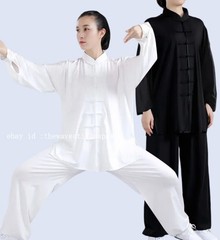 Men Women Milk Silk Chinese Tai Chi Suit Unisex Morning Exercise Kung Fu Uniform