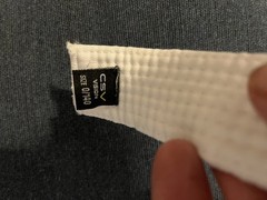 Taekwondo Uniform White Fabric Top Pants Belt Adult Black Belt Institute Size 7