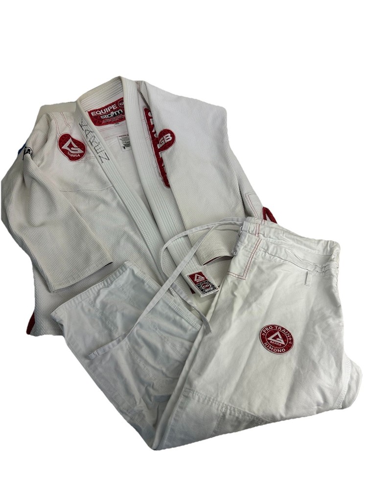 Storm Equipe GB Gracie Barra A2 BJJ Gi Uniform White Kimono Jacket Pants Set