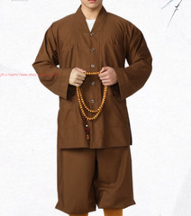 High Quality Casual Suits Buddhist Monk Religion Sets V-Neck Shirt+Pant Uniform