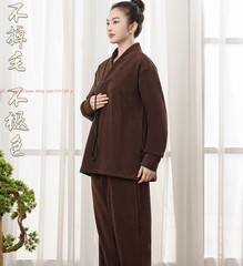 Fall Winter Unisex Meditation Monk Thicken uniform Warm Lay Zen flannel Outfits