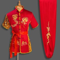 High quality dragon embroidered sequin Kung Fu Tai Chi uniform martial arts set