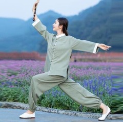 New Women Soft Cotton Linen Tai Chi Uniform Kung Fu Martial Arts Wing Chun Suit
