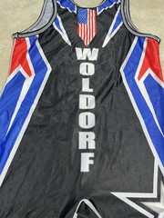 Woldorf BJJ MAA Black Red Blue Eagle Singlet Size SEE DESCRIPTION 1287