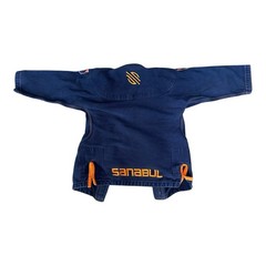 Sanabul K1 Kids BJJ Gi Jacket Navy Blue Orange Trim Brazilian Jiu Jitsu Martial