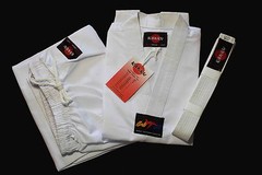 KANKU new Taekwondo Uniform 7.5Oz Adult and Kids WTF, White, black, poom
