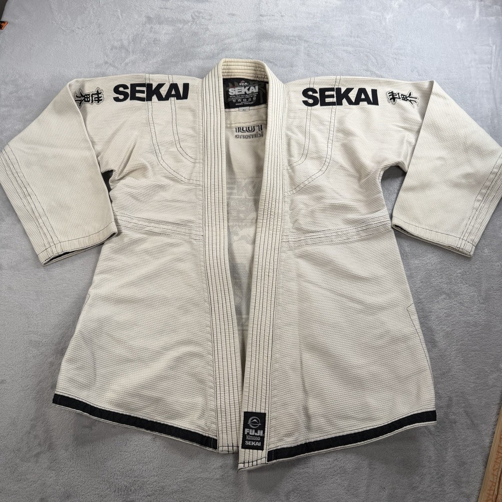 Fuji Sekai BJJ Gi Kimono Jacket White Mens A1 Brazilian Jiu Jitsu Embroidered
