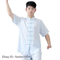 Linen Martial Arts Tai Chi Uniform Kung Fu Wingchun Suit Short Sleeves Outfit