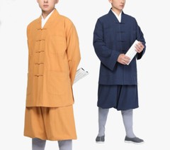5color Full cotton Buddhist shaolin monk uniforms zen suits lay clothing black