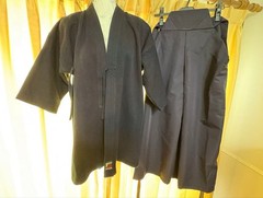 Japanese Kendo Gi Jacket Hakama Pants Uniform Top Bottom Set Navy Blue