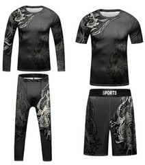 USA Ship Kids Brazilian Jiu-Jitsu BJJ MMA Uniform Combo Set Rashguard Shorts