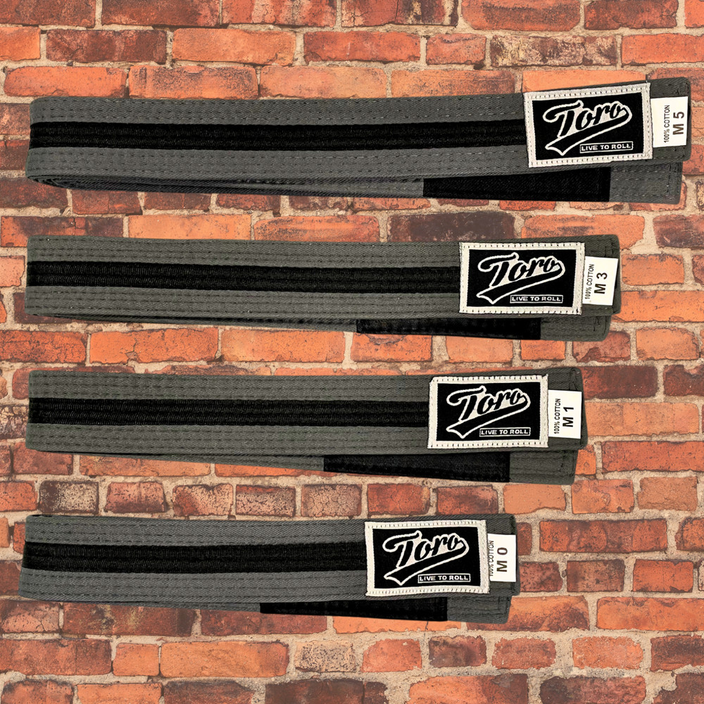 Toro Brand Brazilian Jiu Jitsu Belt / Gray / Black Belts BJJ youth kids grey