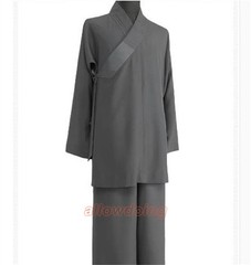 STOCK Buddhist Shaolin Monk Robe Full Set Linen Kung Fu Suit Meditation Uniforms