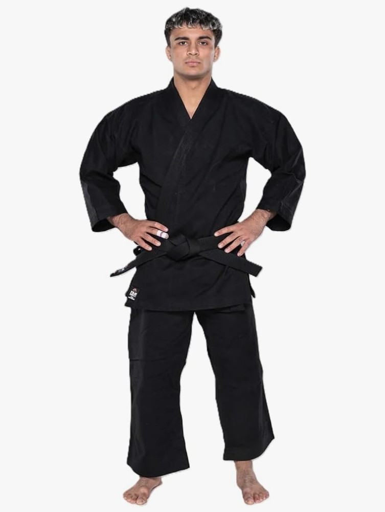 FUJI Kaizen Karate Gi Uniform Black Size 5 100% Cotton Martial Arts Training