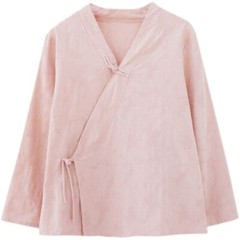 Vintage Diagonal Placket Button-down Shirt Long-sleeved Top Retro Zen