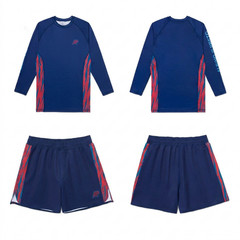 A&P WRASSE LS RASHGUARD & TRINING FITTED SHORTS JIU JITSU NAVY – ALBINO & PRETO