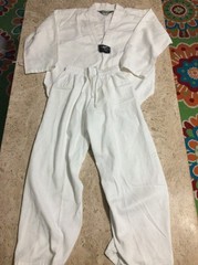 Child’s Sz 0 Martial Arts Group Kid Taekwondo White Outfit Gi Uniform Top Pants