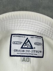 Gracie Jiu-Jitsu Gi Jacket Kimono Top S Small White Mens 100% Cotton Jiu Jitsu